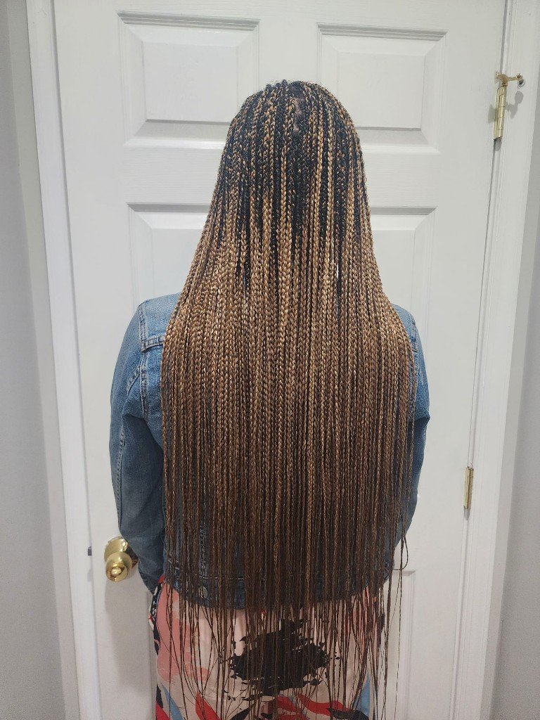 Small knotless braids, honey blonde ombre, Richmond TX