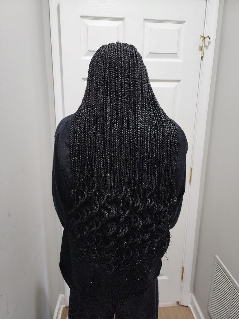 Medium knotless braids with curly ends, Richmond TX